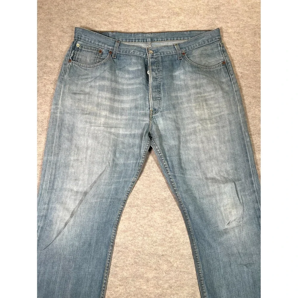 Levis 505 Regular Fit Jeans Mens 36x30 Blue‎ Whiskered Denim Straight Leg Cotton